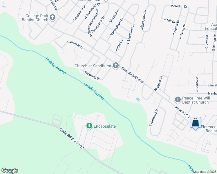 map of restaurants, bars, coffee shops, grocery stores, and more near 2221 Avington Court in Florence