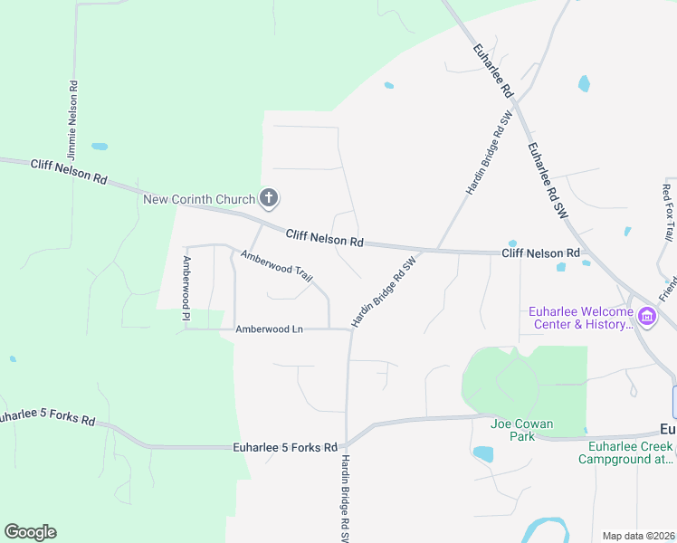 map of restaurants, bars, coffee shops, grocery stores, and more near 16 Misty Hollow Court in Euharlee