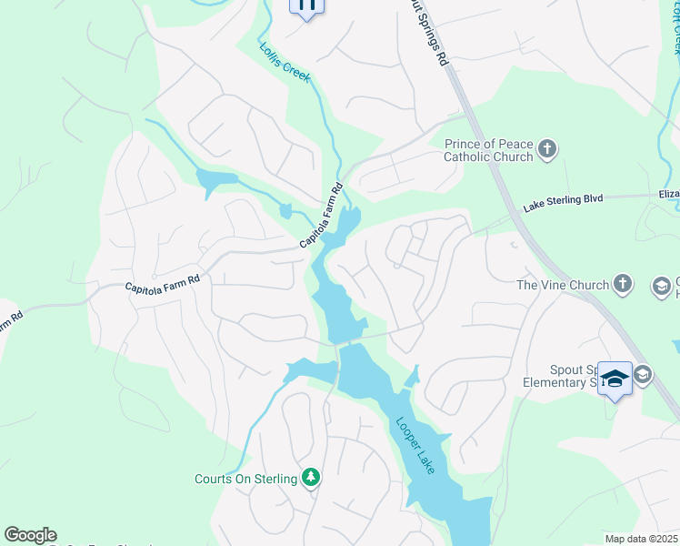 map of restaurants, bars, coffee shops, grocery stores, and more near 7143 Lake Edge Drive in Flowery Branch