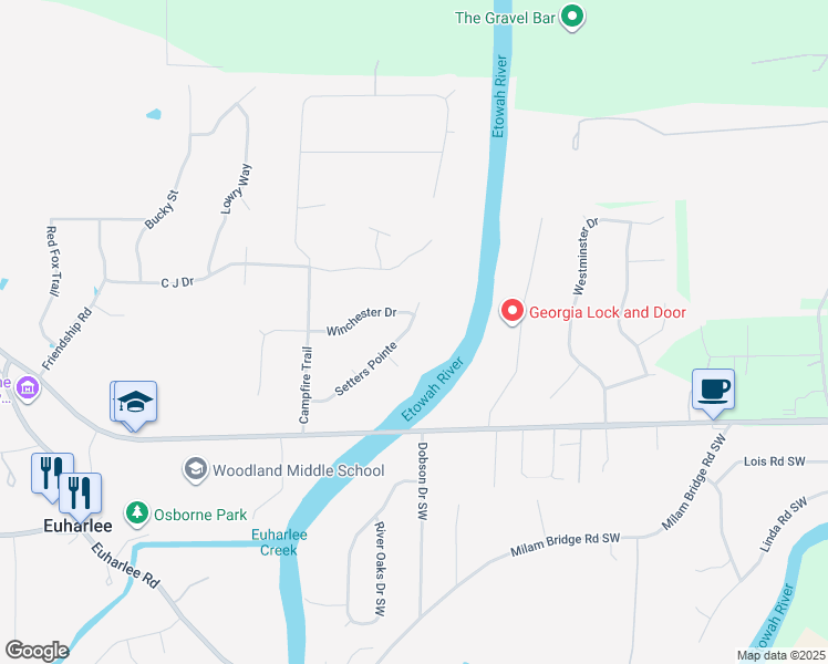 map of restaurants, bars, coffee shops, grocery stores, and more near 36 Setters Pointe in Kingston