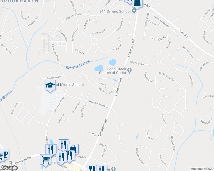 map of restaurants, bars, coffee shops, grocery stores, and more near 316 Ostrich Circle in Columbia