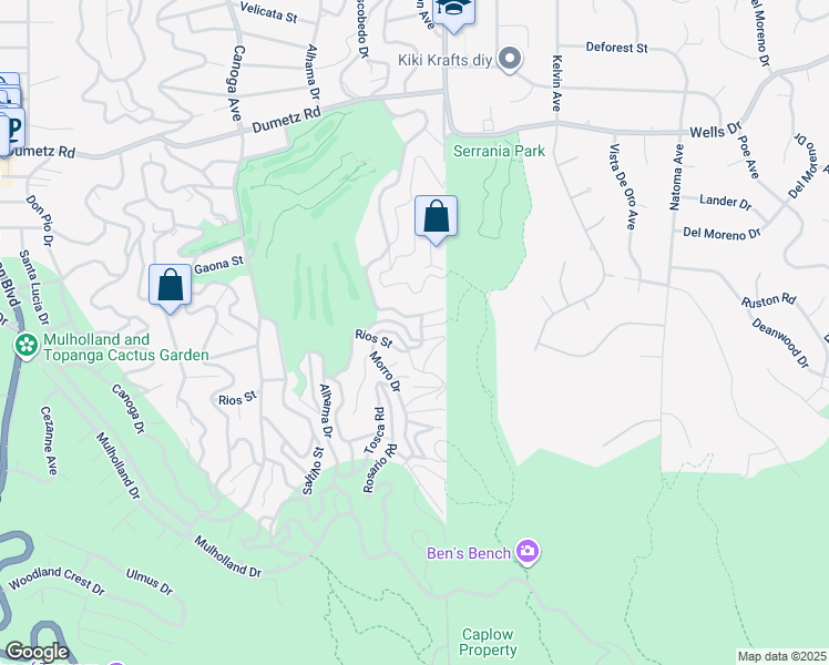 map of restaurants, bars, coffee shops, grocery stores, and more near 4379 Morro Drive in Los Angeles