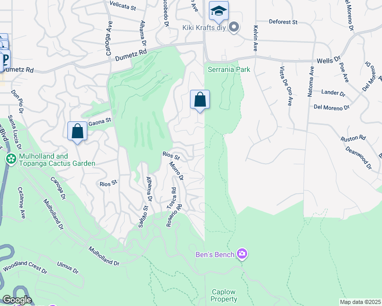 map of restaurants, bars, coffee shops, grocery stores, and more near 4379 Morro Drive in Los Angeles
