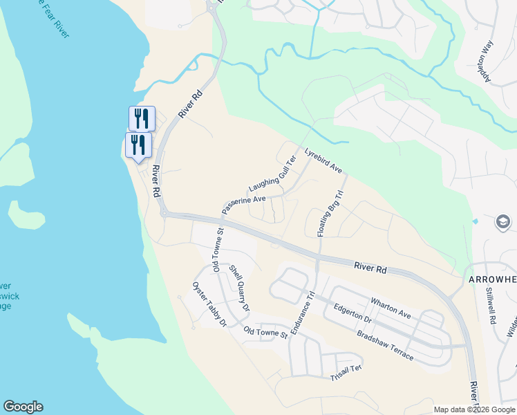 map of restaurants, bars, coffee shops, grocery stores, and more near Greenville Loop Road in Wilmington