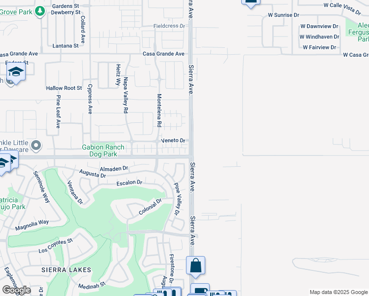 map of restaurants, bars, coffee shops, grocery stores, and more near 16749 Wyndham Lane in Fontana