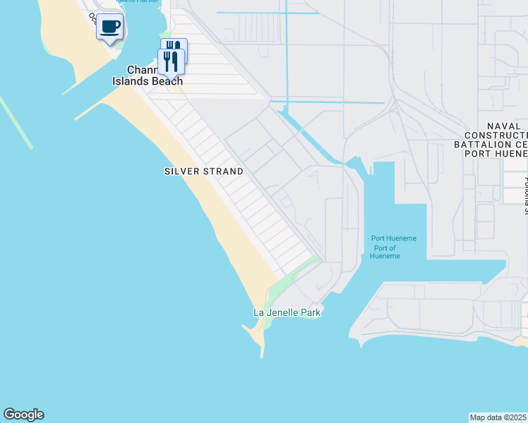 map of restaurants, bars, coffee shops, grocery stores, and more near 153 Island View Avenue in Oxnard