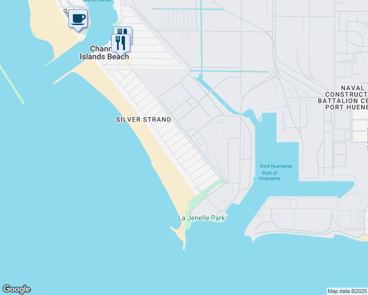 map of restaurants, bars, coffee shops, grocery stores, and more near 153 Island View Avenue in Oxnard