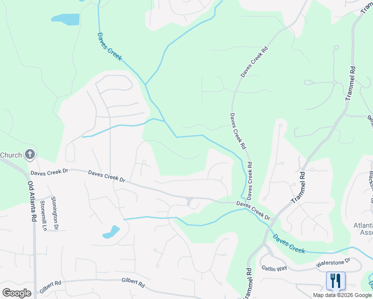 map of restaurants, bars, coffee shops, grocery stores, and more near 2141 Vicki Lane in Cumming