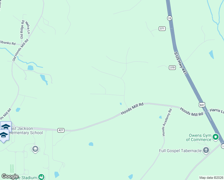 map of restaurants, bars, coffee shops, grocery stores, and more near 104 Millside Court in Commerce