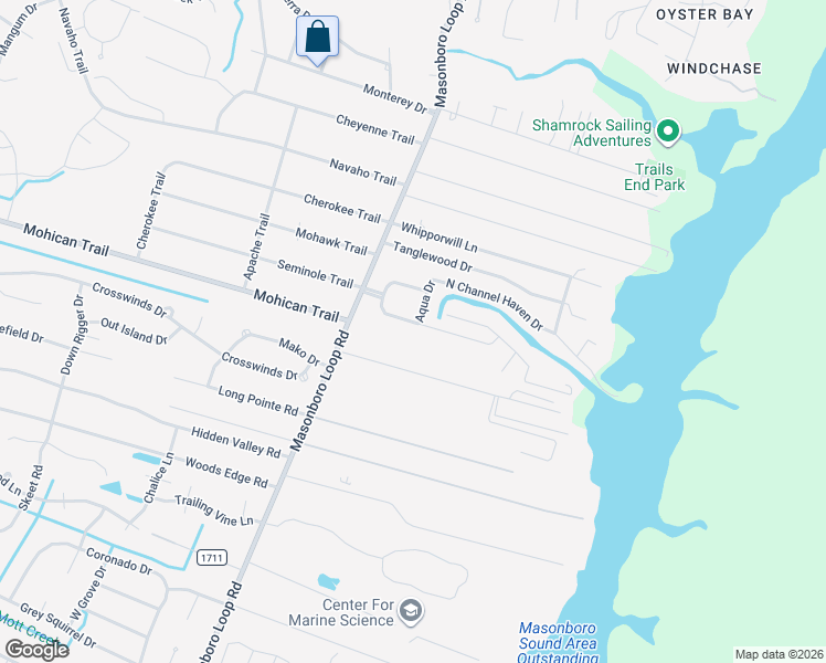 map of restaurants, bars, coffee shops, grocery stores, and more near 115 Channel Haven Dr S in Wilmington
