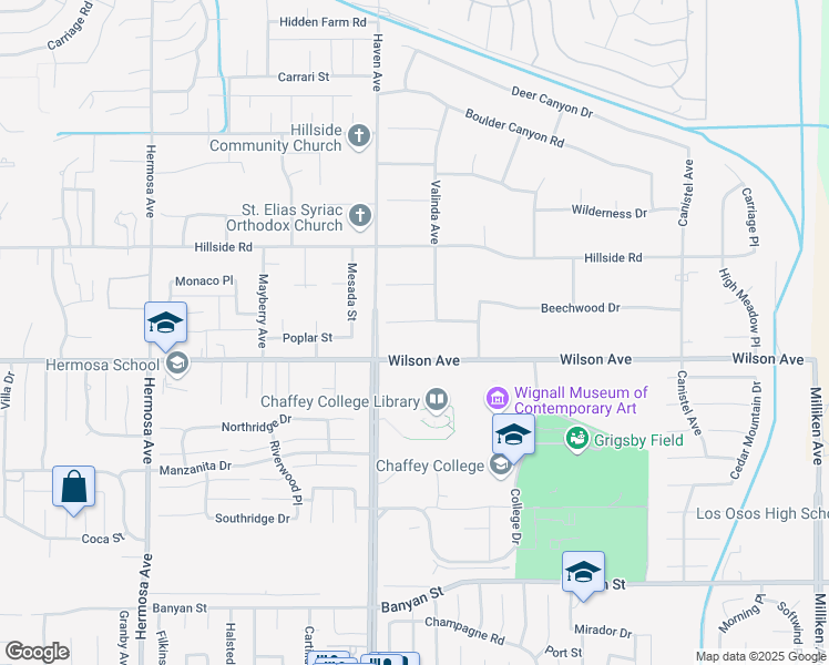 map of restaurants, bars, coffee shops, grocery stores, and more near 10569 Apple Lane in Rancho Cucamonga