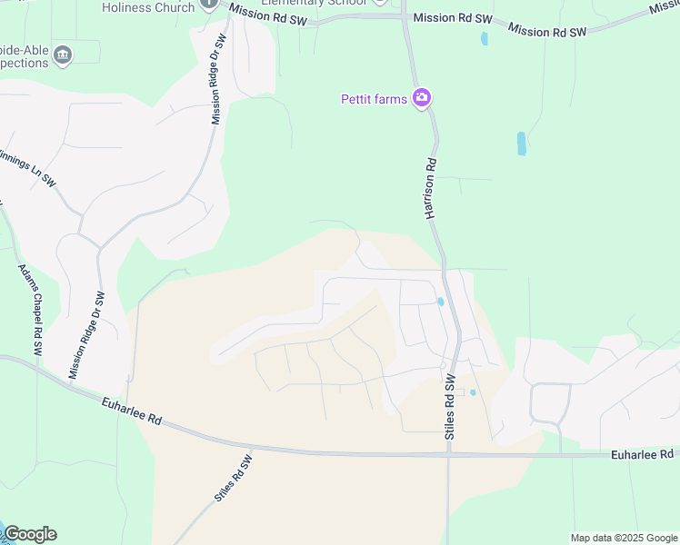 map of restaurants, bars, coffee shops, grocery stores, and more near 168 Malbone Street Southwest in Euharlee
