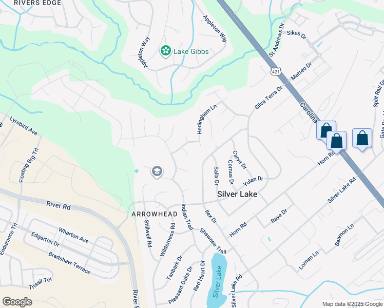 map of restaurants, bars, coffee shops, grocery stores, and more near 4607 Bainridge Court in Wilmington