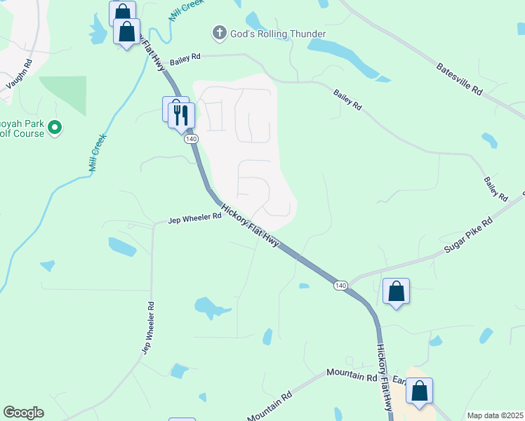 map of restaurants, bars, coffee shops, grocery stores, and more near 104 Northbrooke Trace in Woodstock
