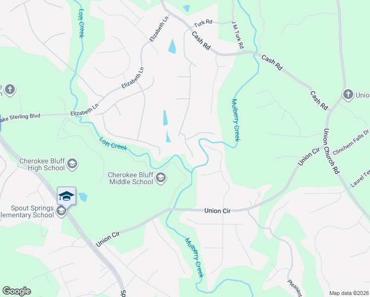 map of restaurants, bars, coffee shops, grocery stores, and more near 5310 Mulberry Bend Court in Flowery Branch