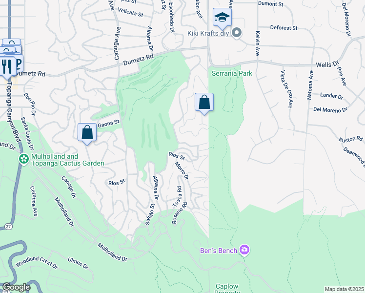 map of restaurants, bars, coffee shops, grocery stores, and more near 20985 Puente Road in Los Angeles