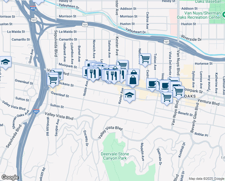 map of restaurants, bars, coffee shops, grocery stores, and more near in Los Angeles