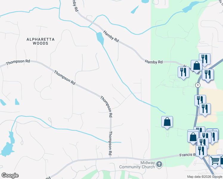 map of restaurants, bars, coffee shops, grocery stores, and more near 230 Plantation Cove in Alpharetta