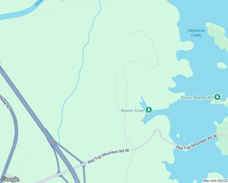 map of restaurants, bars, coffee shops, grocery stores, and more near 23 Sunset Ridge in Cartersville