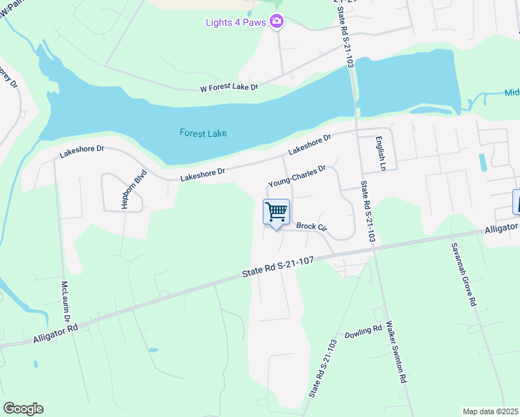 map of restaurants, bars, coffee shops, grocery stores, and more near 3321 Young-Charles Drive in Florence