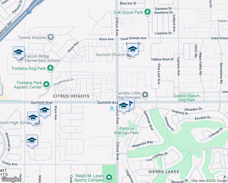 map of restaurants, bars, coffee shops, grocery stores, and more near in Fontana