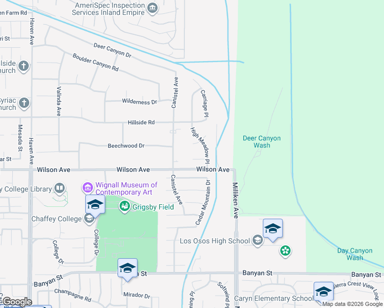 map of restaurants, bars, coffee shops, grocery stores, and more near 11140 Trails End Court in Rancho Cucamonga