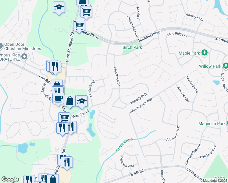 map of restaurants, bars, coffee shops, grocery stores, and more near 203 Elders Pond Drive in Columbia