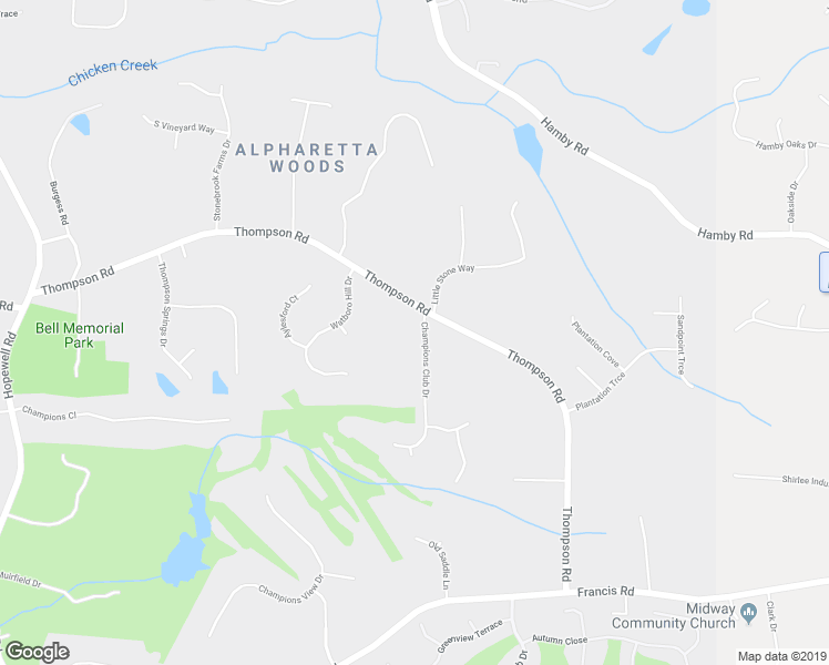 map of restaurants, bars, coffee shops, grocery stores, and more near 705 Champions Club Drive in Alpharetta