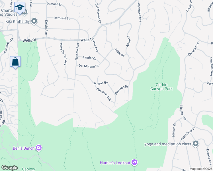 map of restaurants, bars, coffee shops, grocery stores, and more near 20212 Ruston Road in Los Angeles