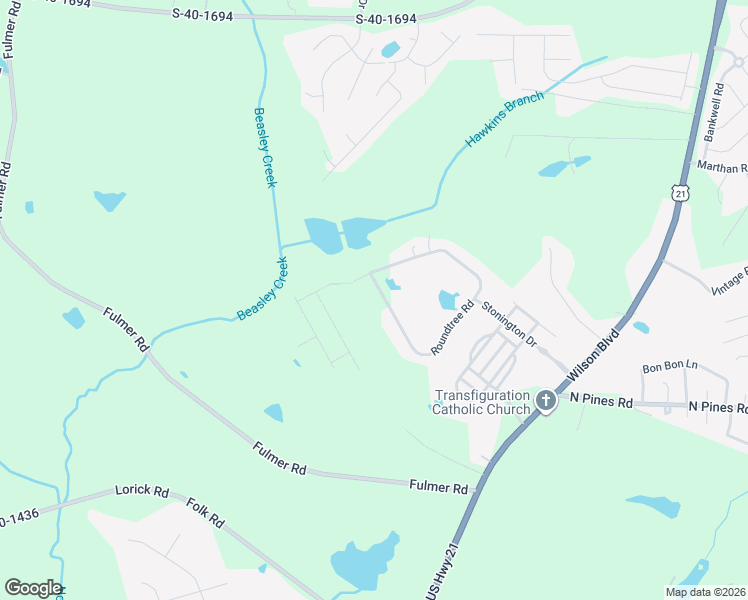 map of restaurants, bars, coffee shops, grocery stores, and more near 44 Roundtree Road in Blythewood