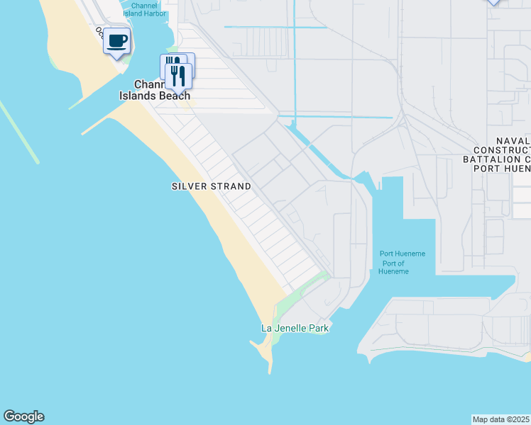 map of restaurants, bars, coffee shops, grocery stores, and more near 141 Burbank Avenue in Oxnard