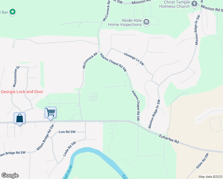 map of restaurants, bars, coffee shops, grocery stores, and more near 129 Chapel Meadow Lane Southwest in Cartersville