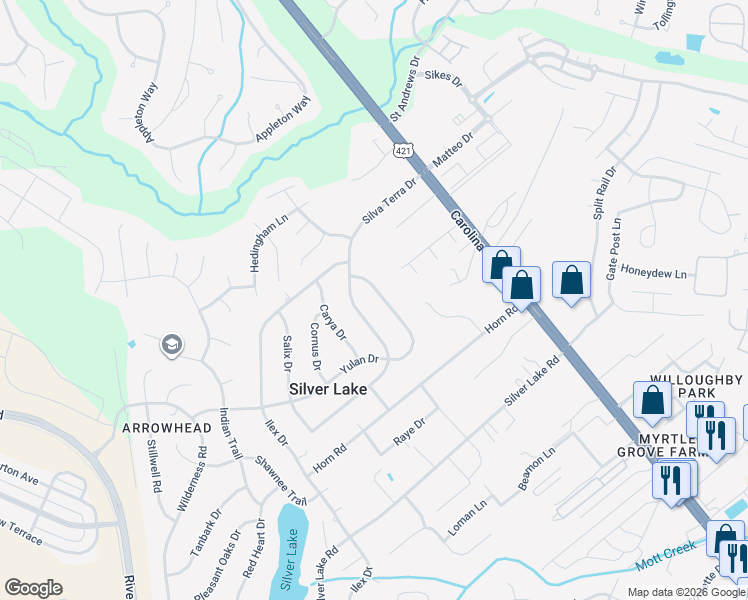map of restaurants, bars, coffee shops, grocery stores, and more near 113 Yulan Drive in Wilmington