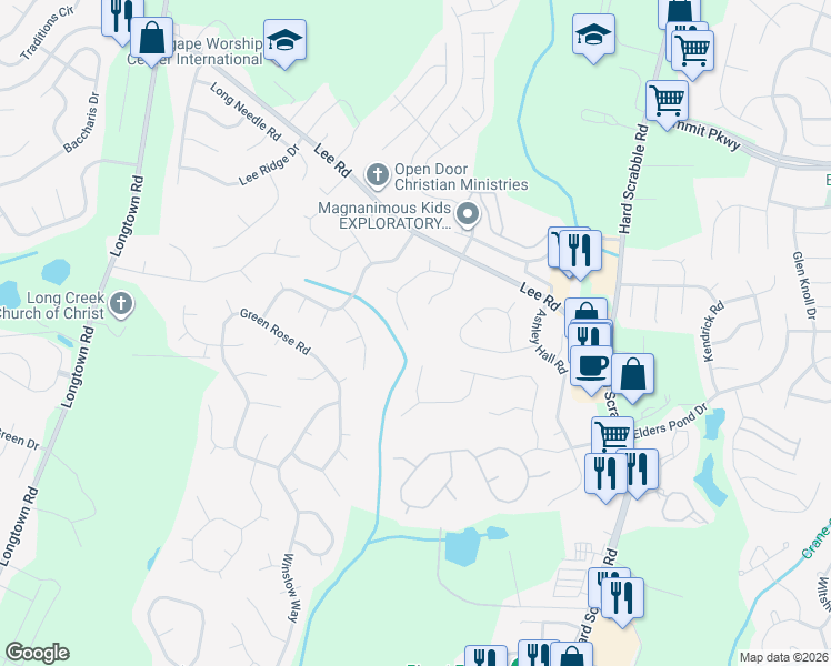 map of restaurants, bars, coffee shops, grocery stores, and more near 325 Sugar Mill Road in Columbia