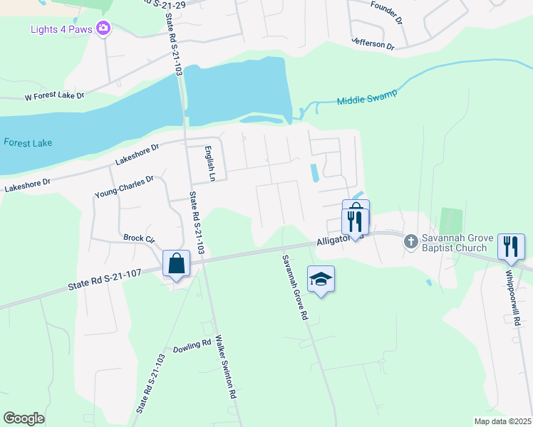 map of restaurants, bars, coffee shops, grocery stores, and more near 2318 Widgeon Drive in Florence