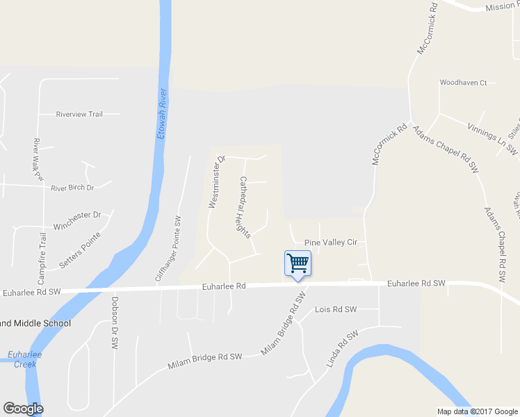 map of restaurants, bars, coffee shops, grocery stores, and more near 21 Brandon Ridge in Euharlee