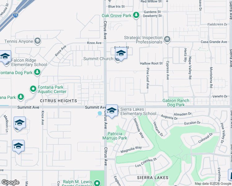 map of restaurants, bars, coffee shops, grocery stores, and more near 16141 Doran Ln in Fontana