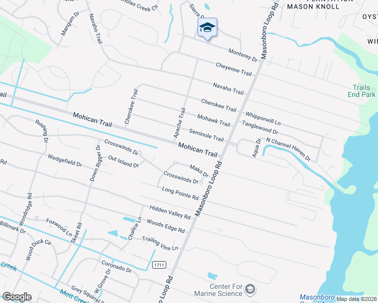map of restaurants, bars, coffee shops, grocery stores, and more near 133 Mohican Trail in Wilmington