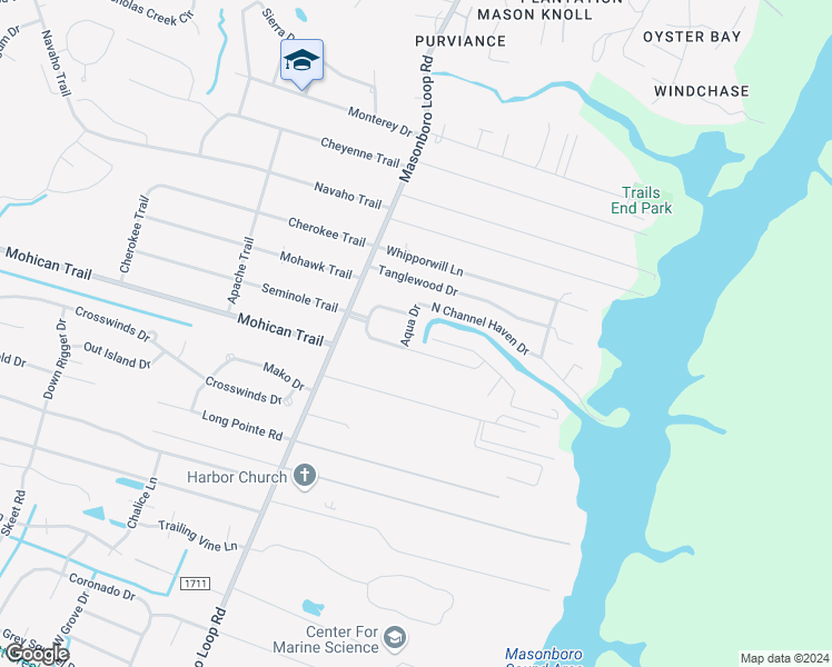 map of restaurants, bars, coffee shops, grocery stores, and more near 106 Aqua Drive in Wilmington