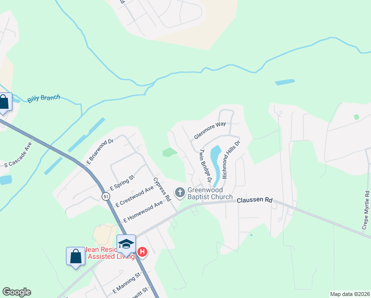 map of restaurants, bars, coffee shops, grocery stores, and more near 2156 Waverly Woods Drive in Florence