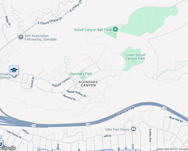 map of restaurants, bars, coffee shops, grocery stores, and more near 2600 East Glenoaks Boulevard in Glendale