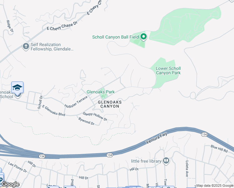 map of restaurants, bars, coffee shops, grocery stores, and more near 2600 East Glenoaks Boulevard in Glendale