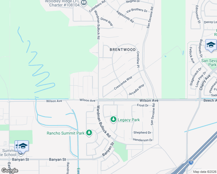 map of restaurants, bars, coffee shops, grocery stores, and more near 13984 Crescenta Way in Rancho Cucamonga