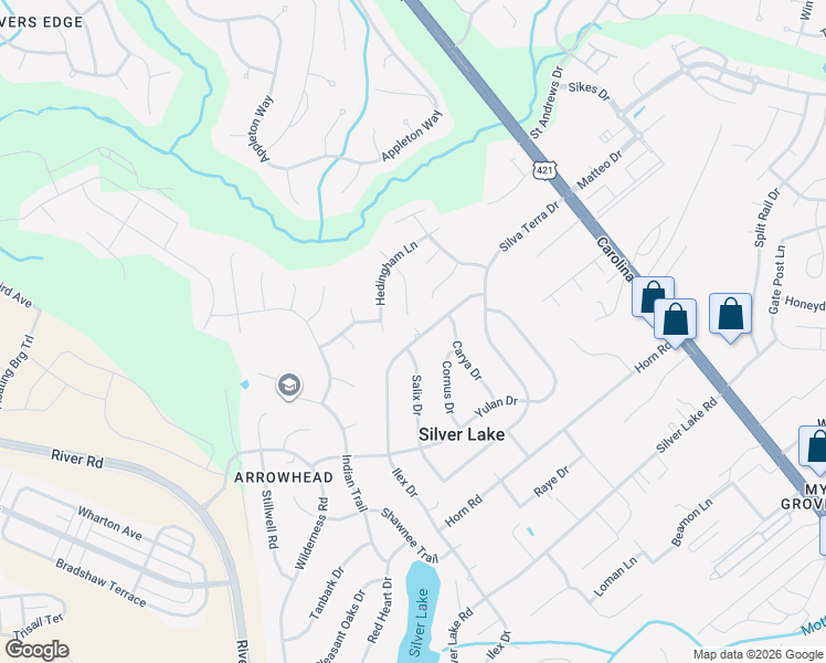 map of restaurants, bars, coffee shops, grocery stores, and more near 321-399 Ilex Drive in Wilmington