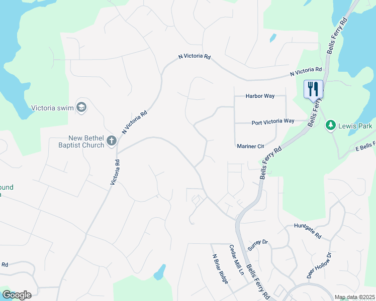 map of restaurants, bars, coffee shops, grocery stores, and more near 466 Victoria Road in Woodstock