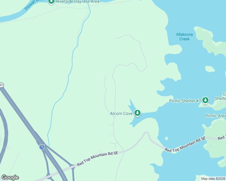 map of restaurants, bars, coffee shops, grocery stores, and more near 45 Somerset Lane in Cartersville