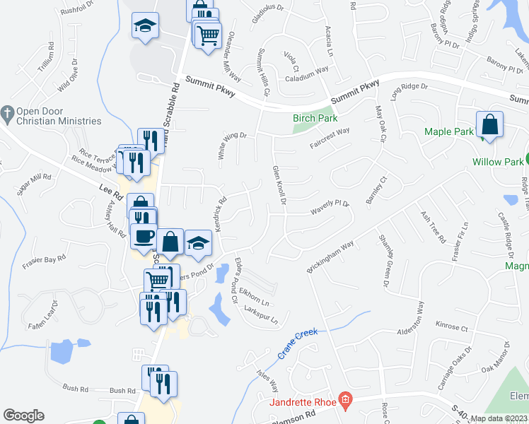 map of restaurants, bars, coffee shops, grocery stores, and more near 110 Elders Pond Drive in Columbia