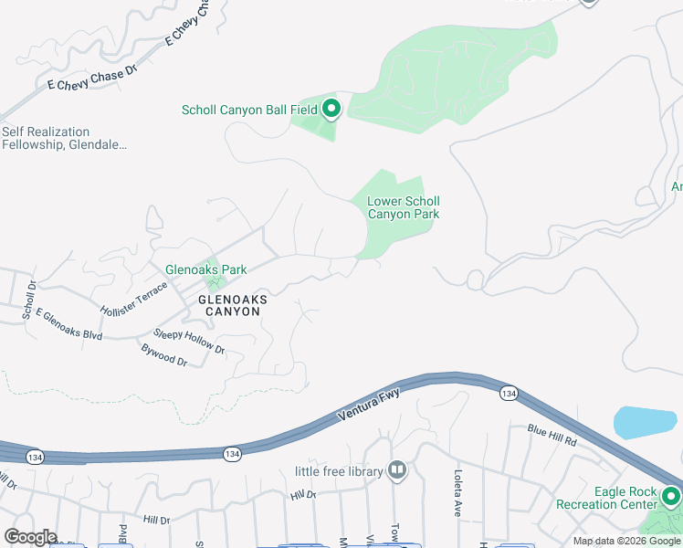 map of restaurants, bars, coffee shops, grocery stores, and more near Wyndale Place in Glendale