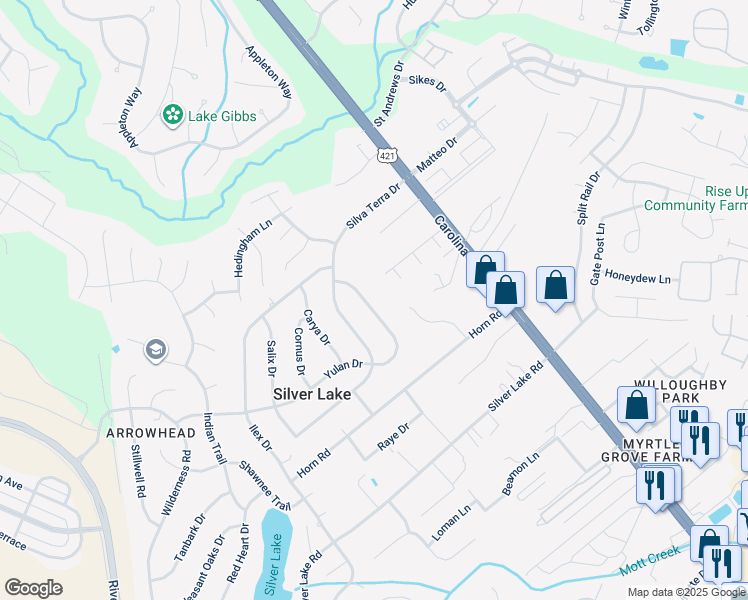 map of restaurants, bars, coffee shops, grocery stores, and more near 114 Yulan Drive in Wilmington