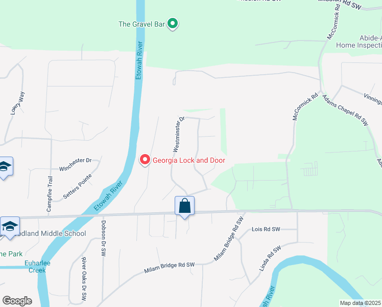 map of restaurants, bars, coffee shops, grocery stores, and more near 26 Cathedral Heights in Cartersville